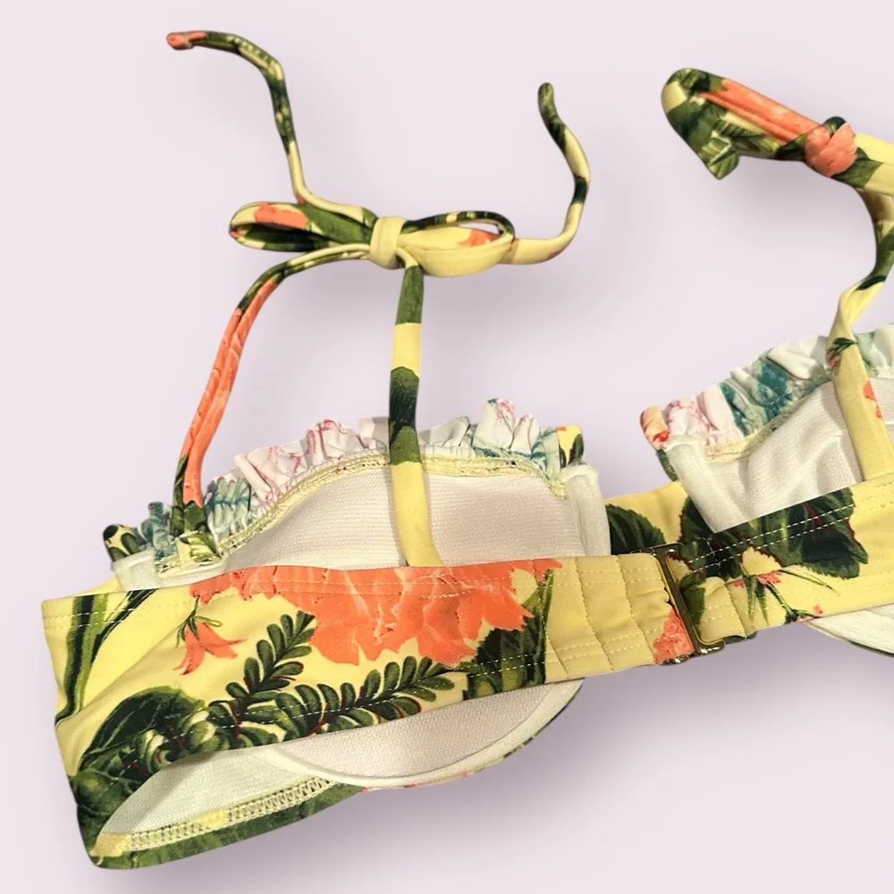 Women's Target Aguabendita Tropical  Floral Yellow Bikini Set Size XXS - Picture 7 of 12